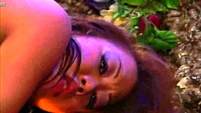 Dirty asian in stockings sucks white dick standing up.