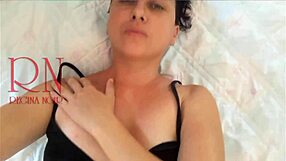 white socks cute chick lies on the bed smiles gracefully bends