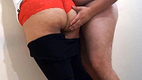 Excitedly ripping leggings in passion