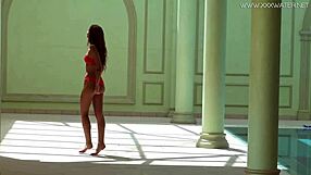 Tiffany tatum teases with her hot ass shower by the pool