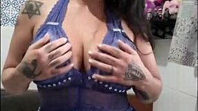 Guided handjob to rock music with big tits milf.