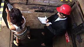 Elizabeth Michelle Lawrence's pussy gets drilled at the construction site.