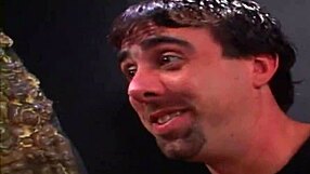 Dirty asian in stockings sucks white dick standing up.