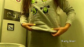 Risky Masturbation In An Airplane Toilet Almost Caught Without Panties When Cumming