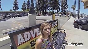 big breasted teen sucks cock outdoors