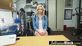 Petite blonde teen 18+ eagerly sucks huge black cocks in uniform