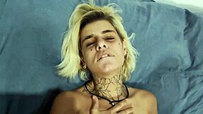 Husband away, beautiful blonde masturbates alone with toys.