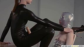 Sexy Lesbian Dominatrix Hardcore Strapon Fucking Her Slut!