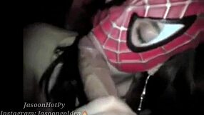 Chica Araña sucks my enormous cock eagerly.