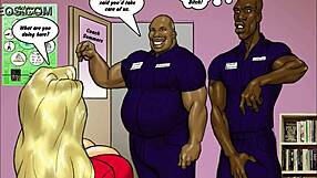 Two Hot Blondes in Cartoon Action with Big Black Cock
