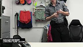 security orders cute thief to bend over desk for deep blowjob 😏