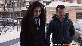 Can this curly teen handle a mouthful of cum after intense missionary fucking?