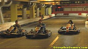 Gaming babe sucks after gokarting