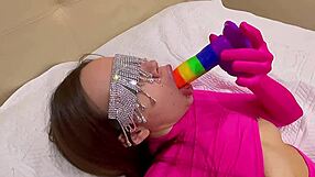 cosmic s3xberry girl moans while showing off on the big bed