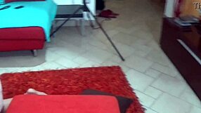 italian mistress sottomette il servo, licking his cock and giving a slutty blowjob