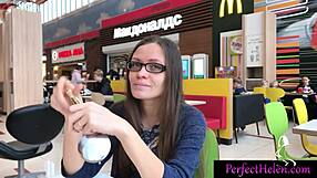 hot teen babe sucks big cock and swallows cum in oiled closeup at resort