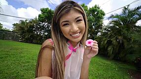 Tiny4k Petite Asian Teen Glides Oily Body on Thick Cock