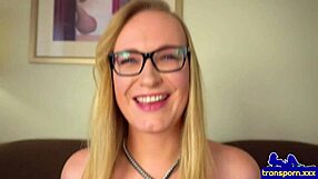 Gorgeous Spex Tgirl Tugs Her Hard Rod!