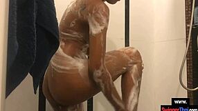 Steamy shower sex with a young amateur Asian-European couple