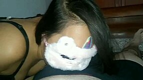 My best friend gives blowjob in tight dress.