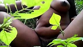 Tribal African Fingering Herself in the Woods