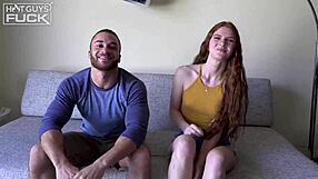 Hairy Hunk Slams Red Head Babe with Big Black Cock