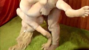Intense fucking of sex doll in every hole