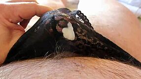 Cum in Black Panties in Hotel Room