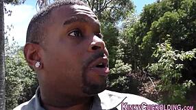 In this cuckolding scene, the milf gets her mouth filled with sperm from big black cocks