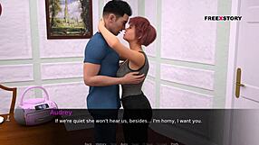 Audrey and John have sex on the table in Dusklight Manor while others are in another room