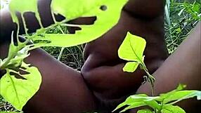 Tribal African Fingering Herself in the Woods