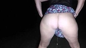 big ass woman peeing outdoors on public street