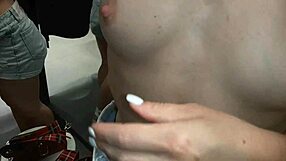 Excited couple fucks shyly in fitting room