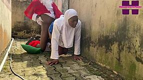 Christmas fun with Santa in the backyard