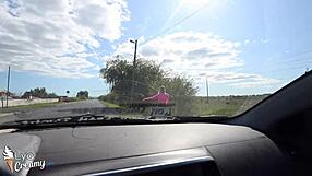 A stunning blonde works a big cock with skilled hands in POV outdoors