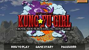 Carefully animated beautiful female ninja has sex with giant muscles men in the kung-fu themed hentai game