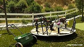 Blonde hannah hays struggles with stepson's huge bbc