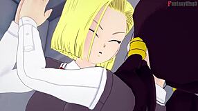 Android 18 and Videl in lesbian fantasy action from Dragon Ball Zex