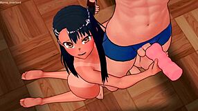 nagatoro in a towel ready for uncensored cartoon play