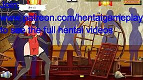 Carefully animated beautiful female ninja has sex with giant muscles men in the kung-fu themed hentai game