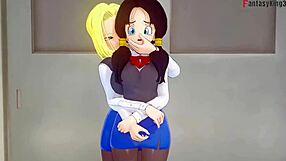 Android 18 and Videl in lesbian fantasy action from Dragon Ball Zex