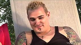 Two hot blonde bitches ride one dick and get fucked doggy style on the couch