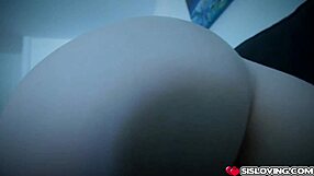 stepsis loves her pussy rammed spreadeagle by stepbro, bent over in doggystyle and cowgirl with creampie