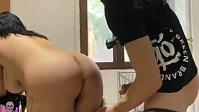 Naughty wife fucks technician without panties.