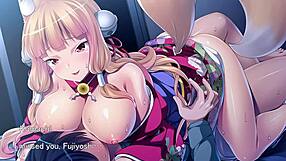 Intense ejaculation play with fox girl in hentai game