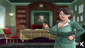 Summertime Saga: Chubby girl masturbates with headphones on