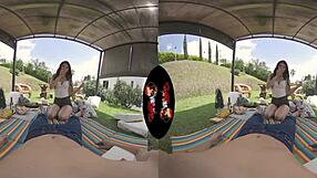 Sexy Latina Teen Shows Big Tits and Nipples Outdoors in VR