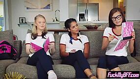 Petite teen 18+s fuck a friends big dick in a foursome