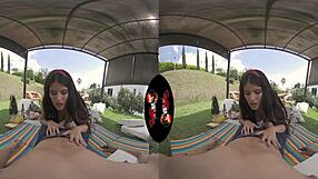Sexy Latina Teen Shows Big Tits and Nipples Outdoors in VR