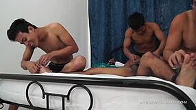 I love this tickle orgy with twinks, bound in bondage and fetish fun. Group feet play drives me wild!!